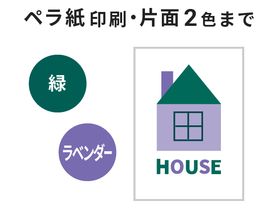 ペラ紙印刷の片面2色まで受付可能